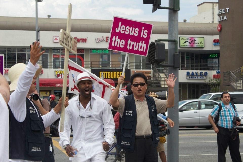Easter Sunday City Sidewalk Jesus Saves Signs March