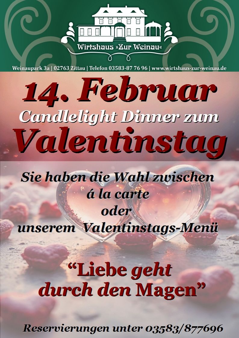 Candlelight Dinner zum Valentinstag