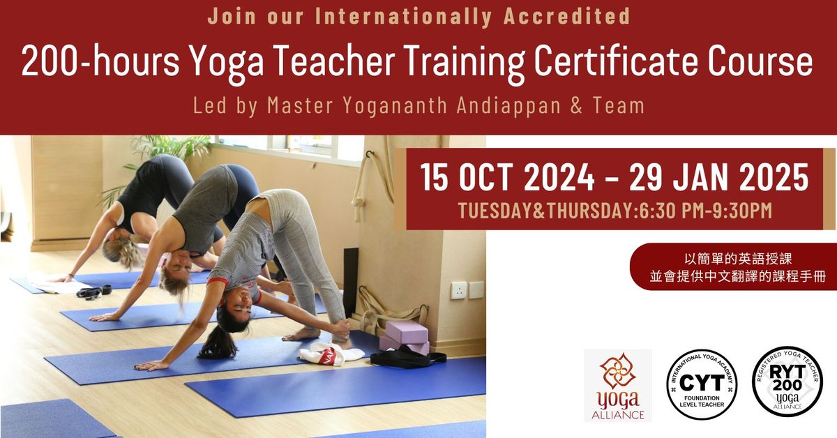 200-hours Yoga Teacher Training Certificate Course (15th October 2024 ~ 23rd January 2025)