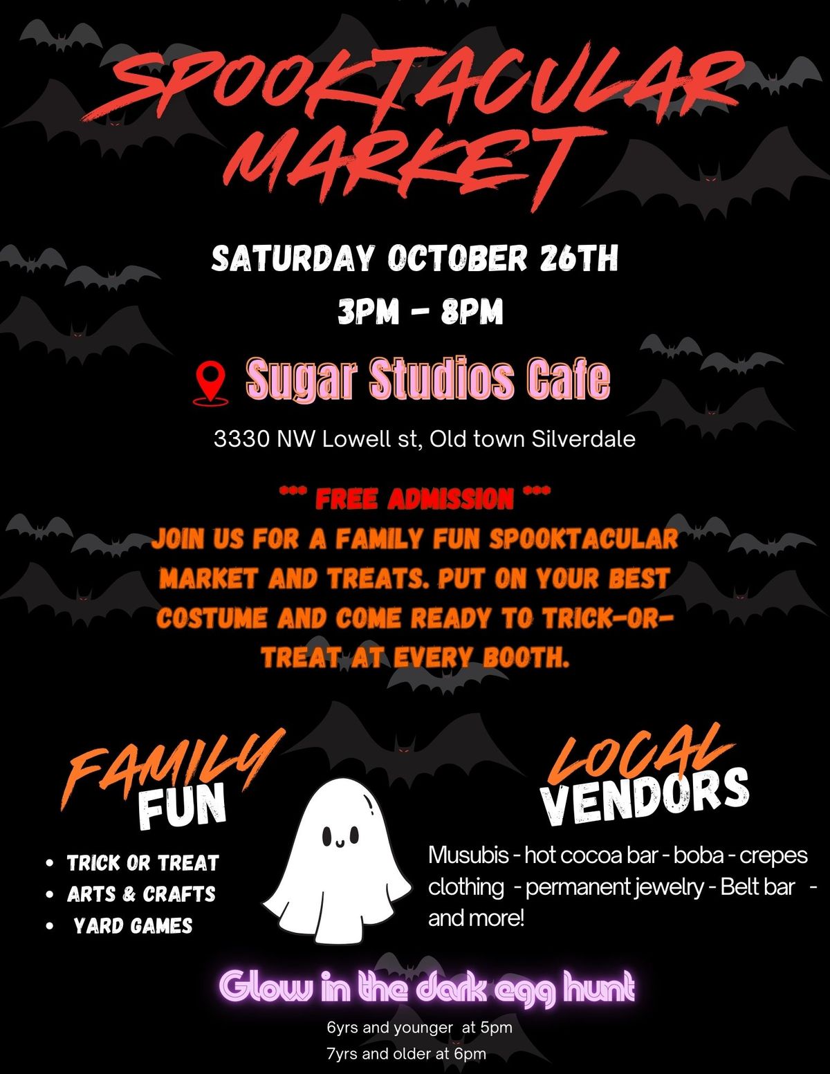 Spooktacular Market (Trick or Treat) at Sugar Studios Cafe