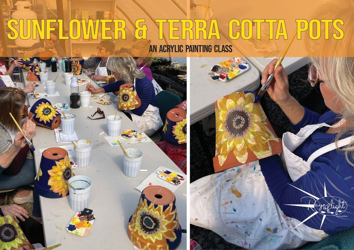 Acrylic Painting Class- Sunflowers on Terra Cotta Pot