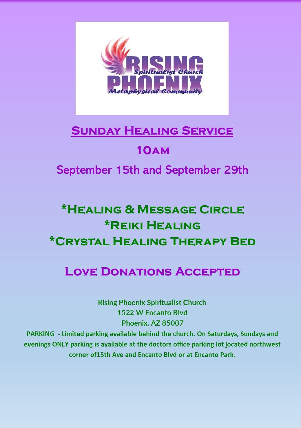 September Sunday Healing Service