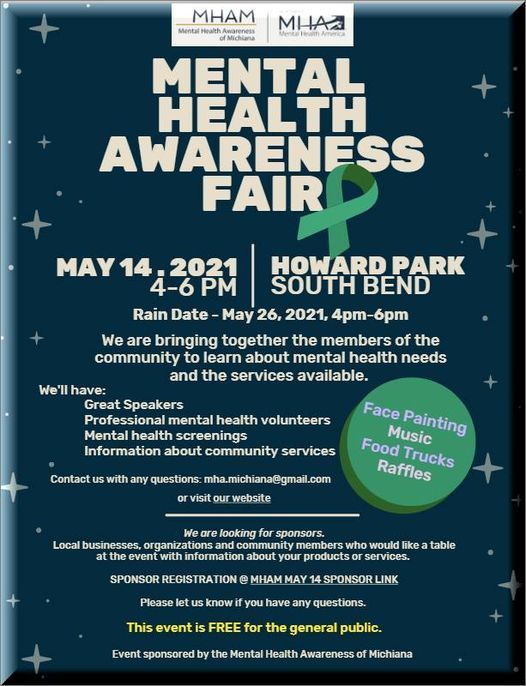 Mental Health Awareness Fair, Howard Park South Bend, 14 May 2021