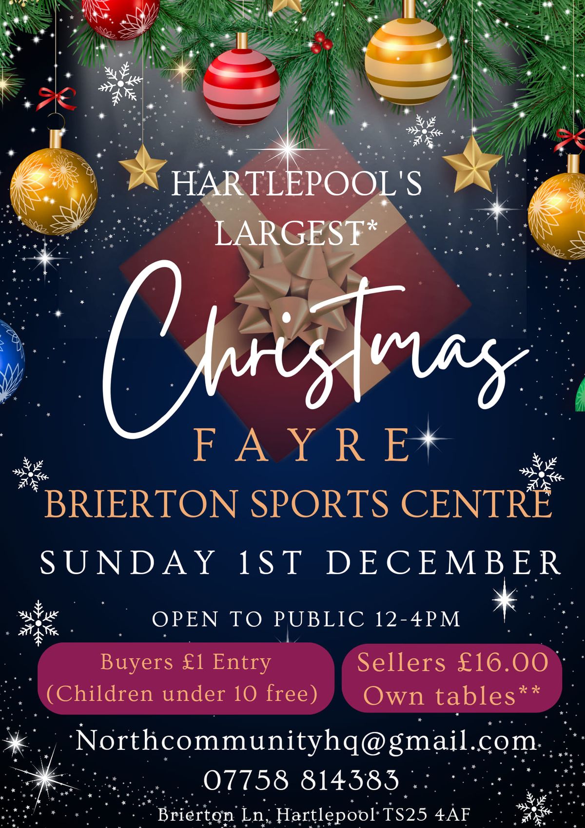 Christmas Fayre Sunday 1st December 2024 