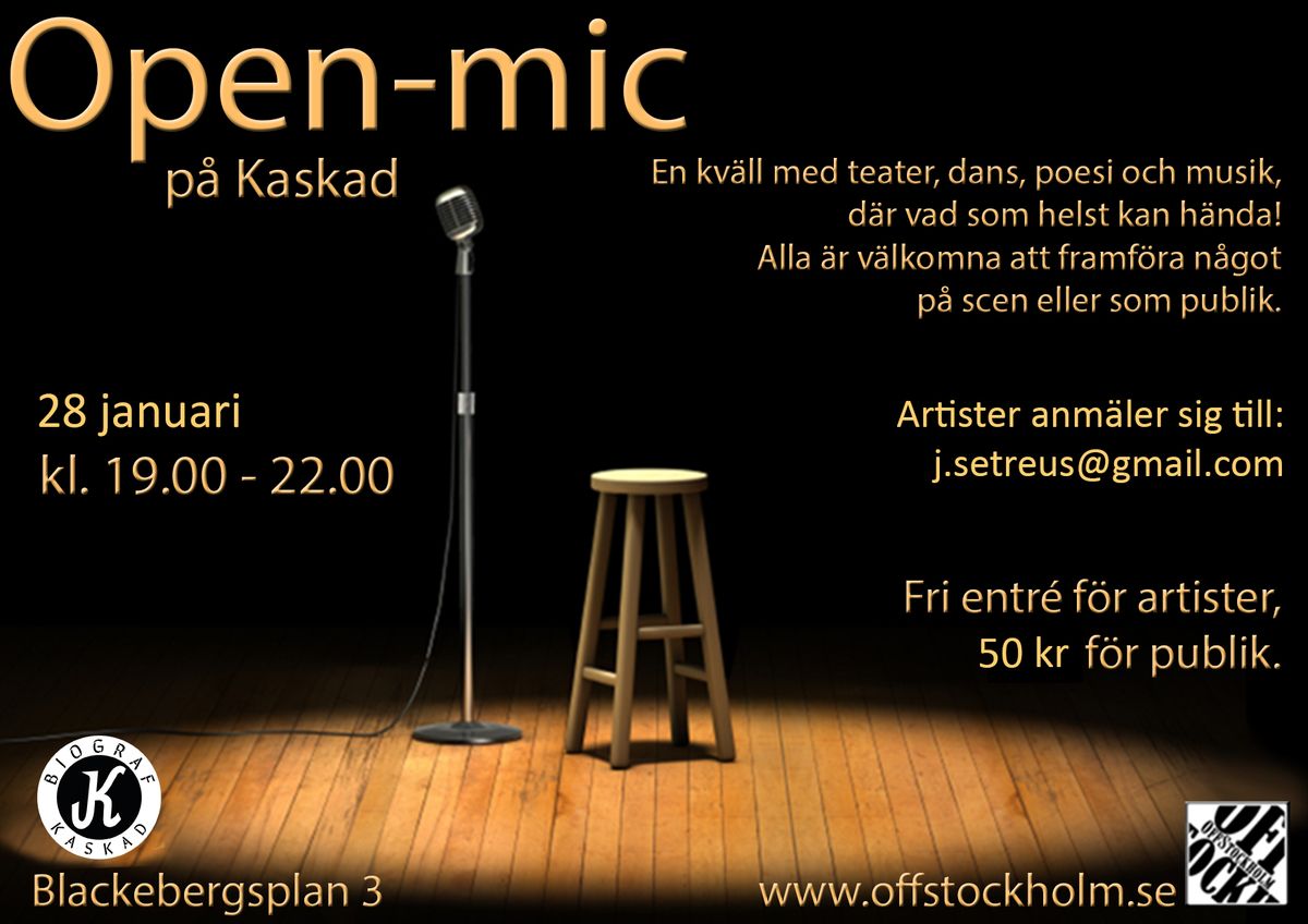 Open mic p\u00e5 Kaskad! 