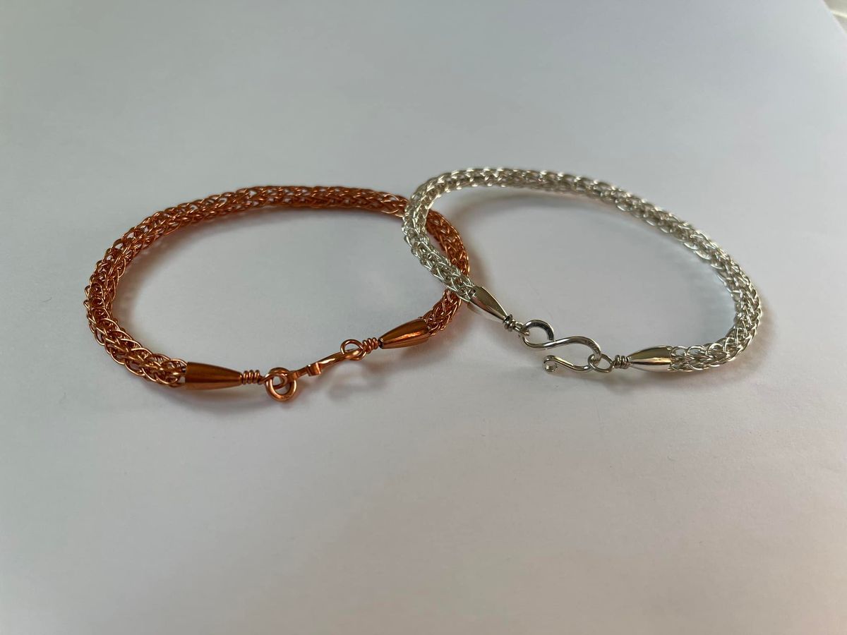 Viking Knit Single  Weave Sterling Silver Or Copper Bracelet  Class With Cheryl