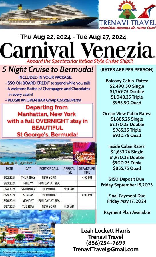Bermuda Cruise Aboard the Spectacular Carnival Venezia!!!