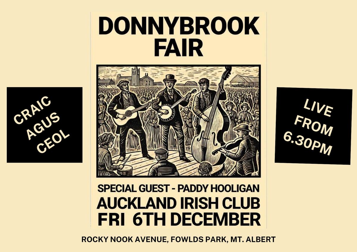 Donnybook Fair LIVE at the Auckland Irish Club with special guest Paddy Hooligan