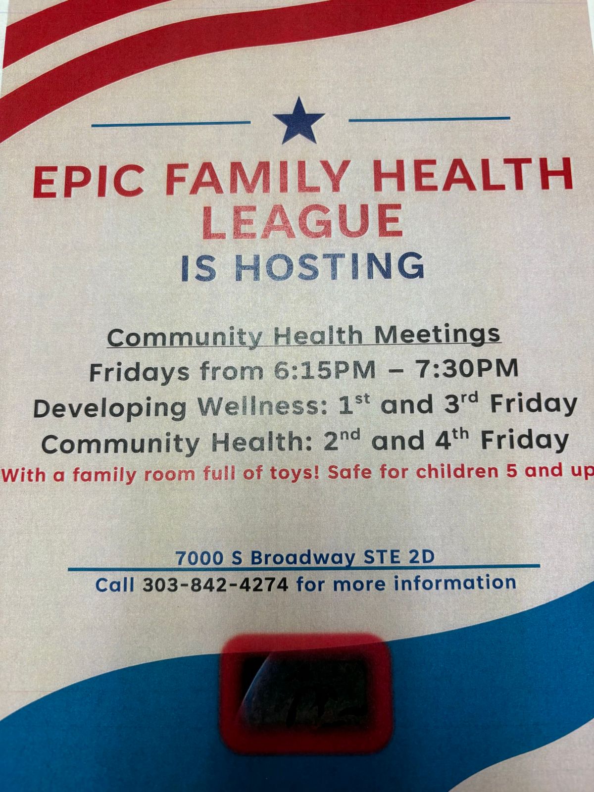 Community Health Meetings, Fridays 6:15pm to 7:30pm