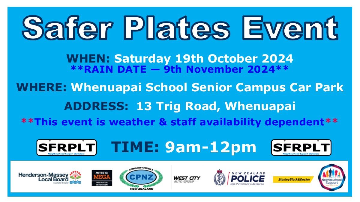 Whenuapai Safer Plates Only Event 