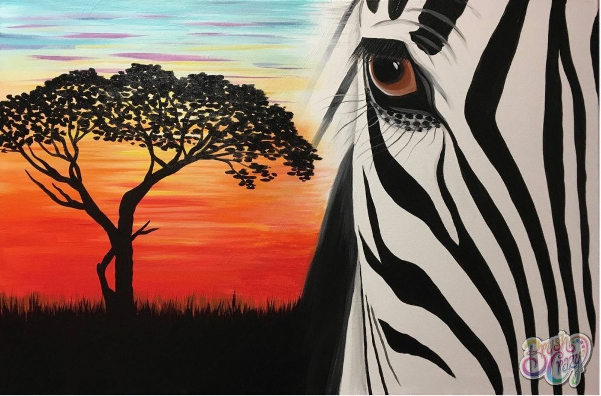 Zebra up close safari painting class