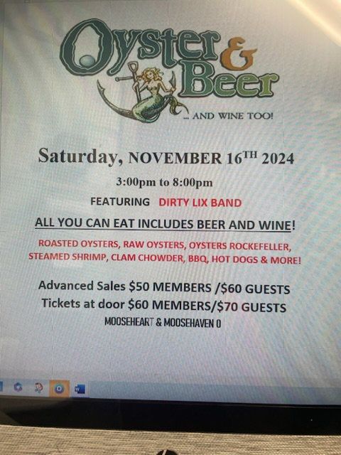 Warwick Moose Annual Oyster Roast 