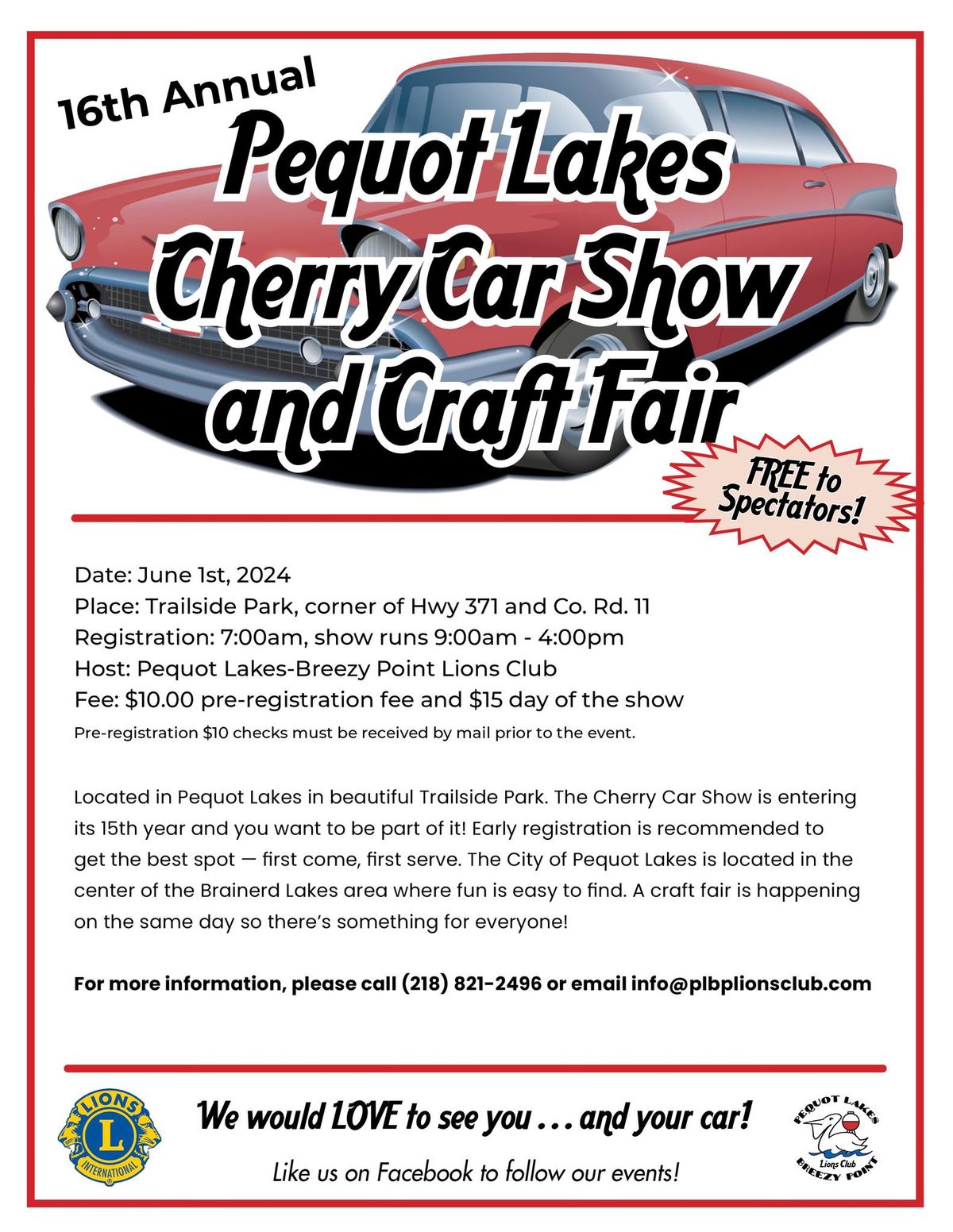 Pequot Lakes Cherry Car Show and Craft Fair