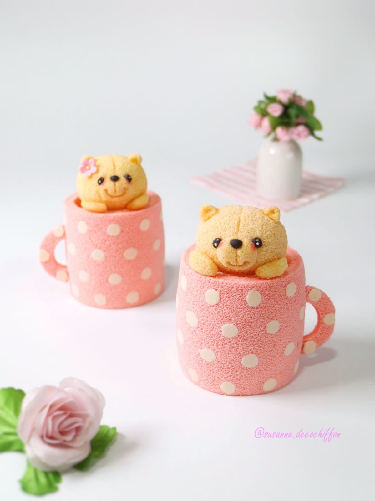 Chef Susanne 3D Teddy Bear Chiffon Cake Cups 