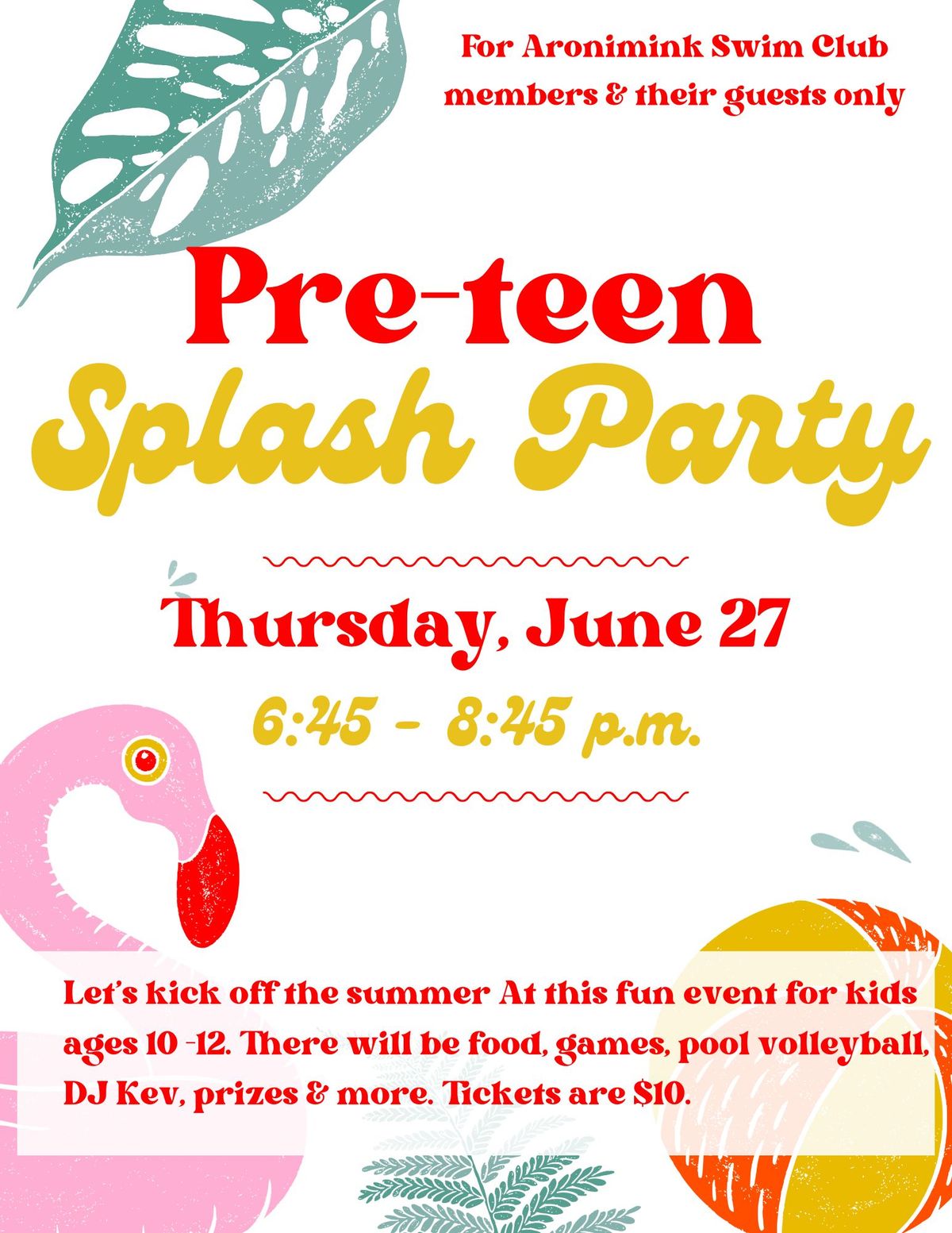 Pre-Teen Splash Party