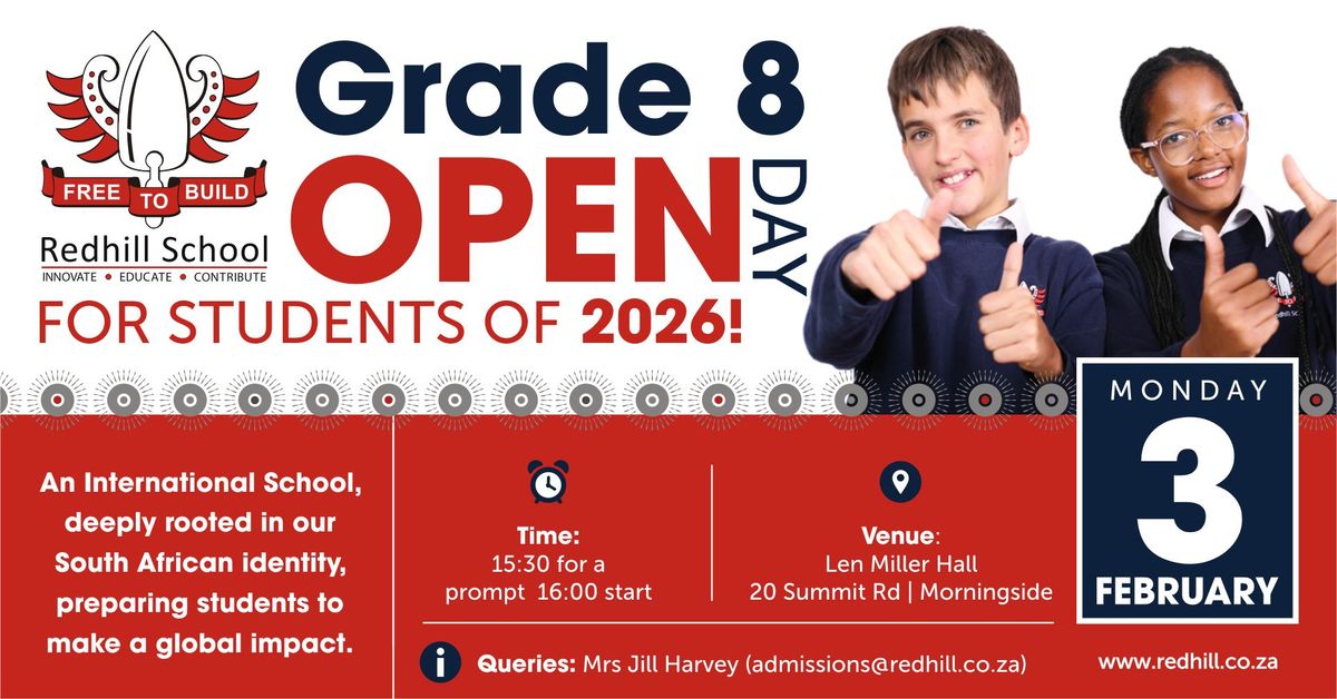 REDHILL OPEN DAY FOR GRADE 8 STUDENTS OF 2026!