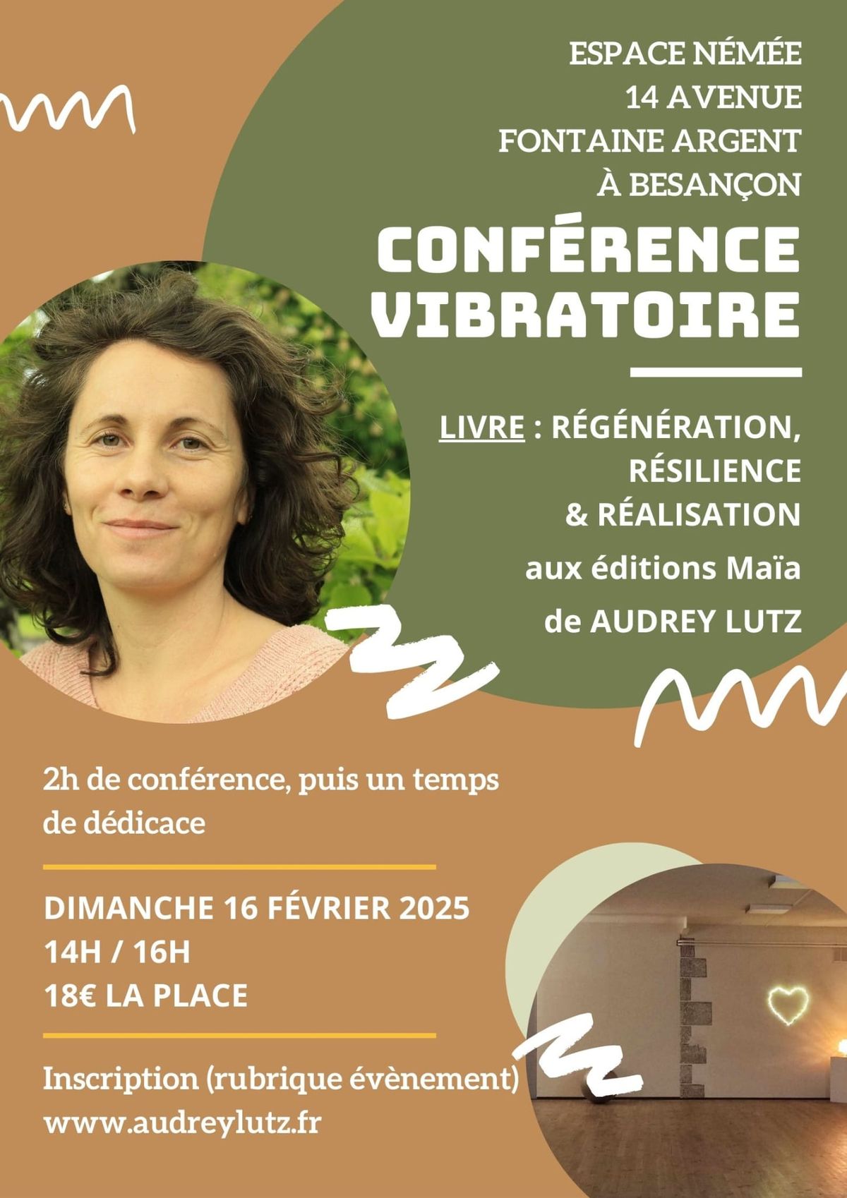 Conf\u00e9rence vibratoire - Audrey Lutz - livre R\u00e9g\u00e9n\u00e9ration, r\u00e9silience & r\u00e9alisation