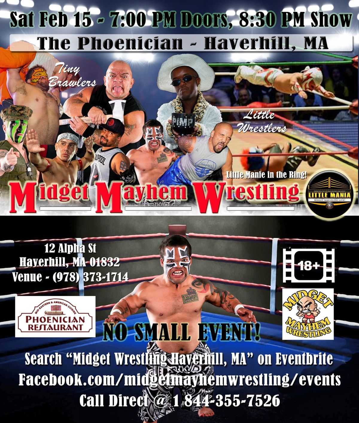 Midget Mayhem Micro-Wrestling Event - Haverhill MA 18+