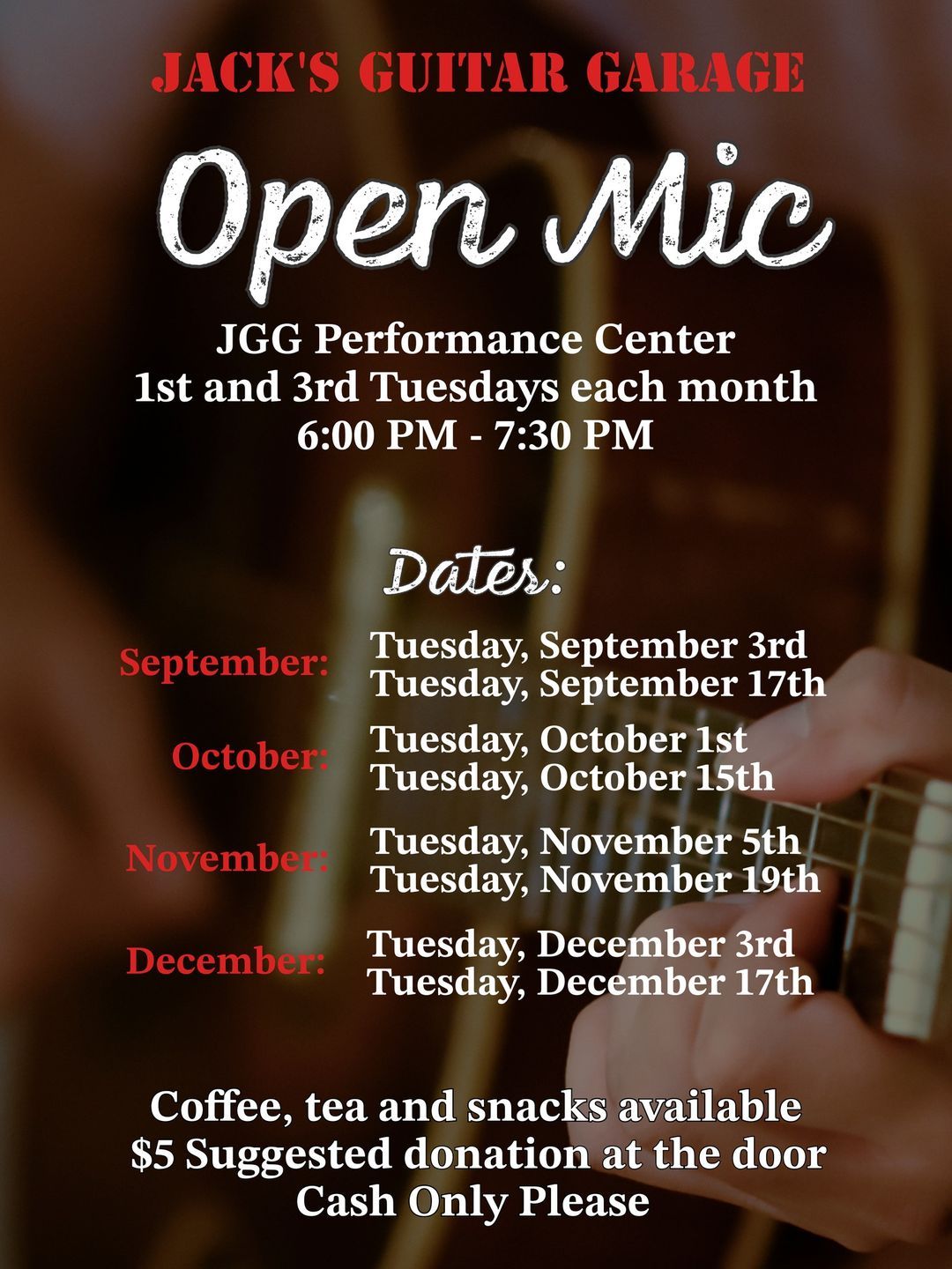 JGG Open Mic at The Performance Center!