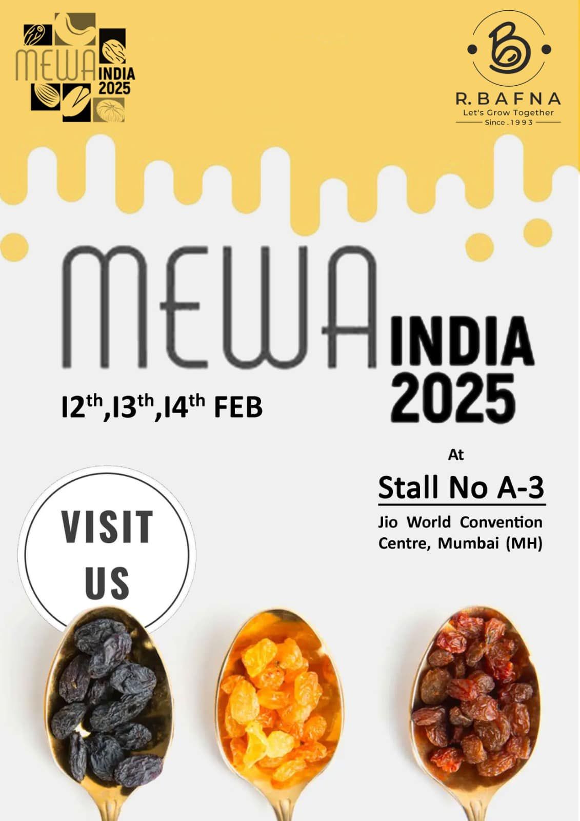 Visit R Bafna Raisins at MEWA 2025 \u2013 Stall A-3!