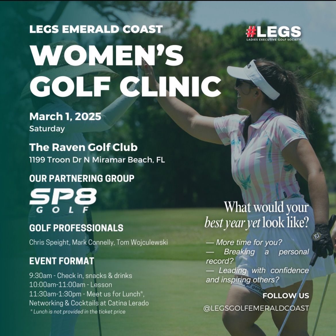 LEGS & SP8 GOLF ACADEMY: WOMEN\u2019S GOLF CLINIC 