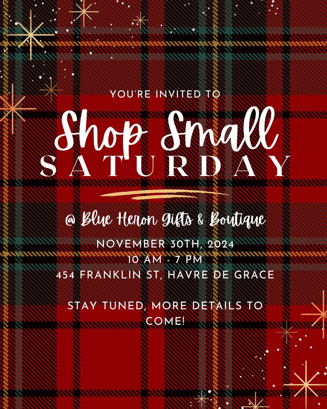 Shop Small Saturday @ Blue Heron \ud83c\udf84