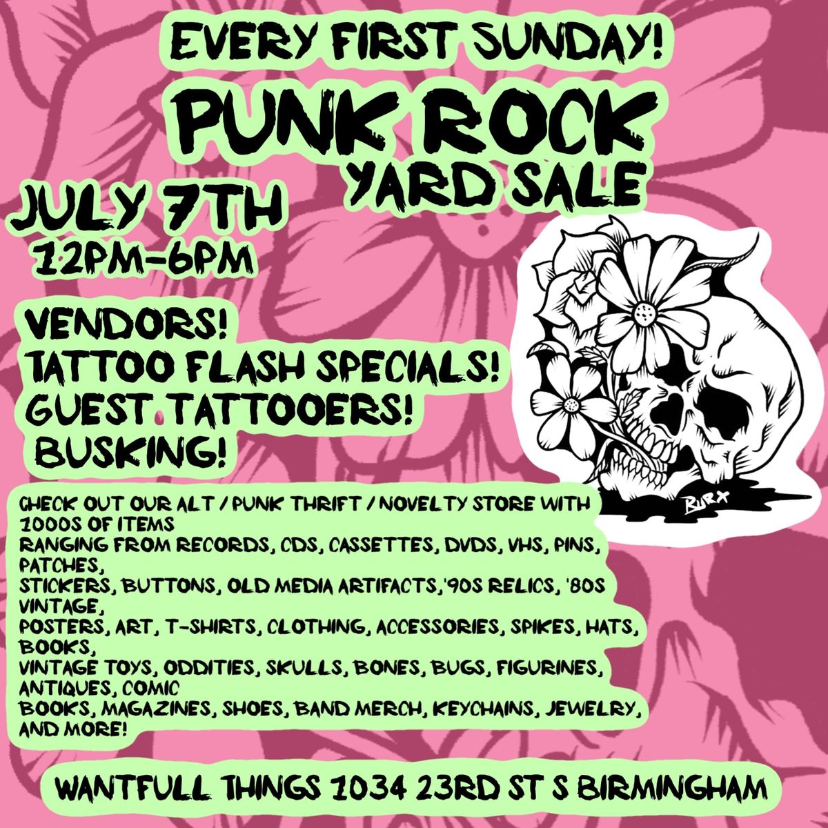 Punk Rock Yard Sale July! 