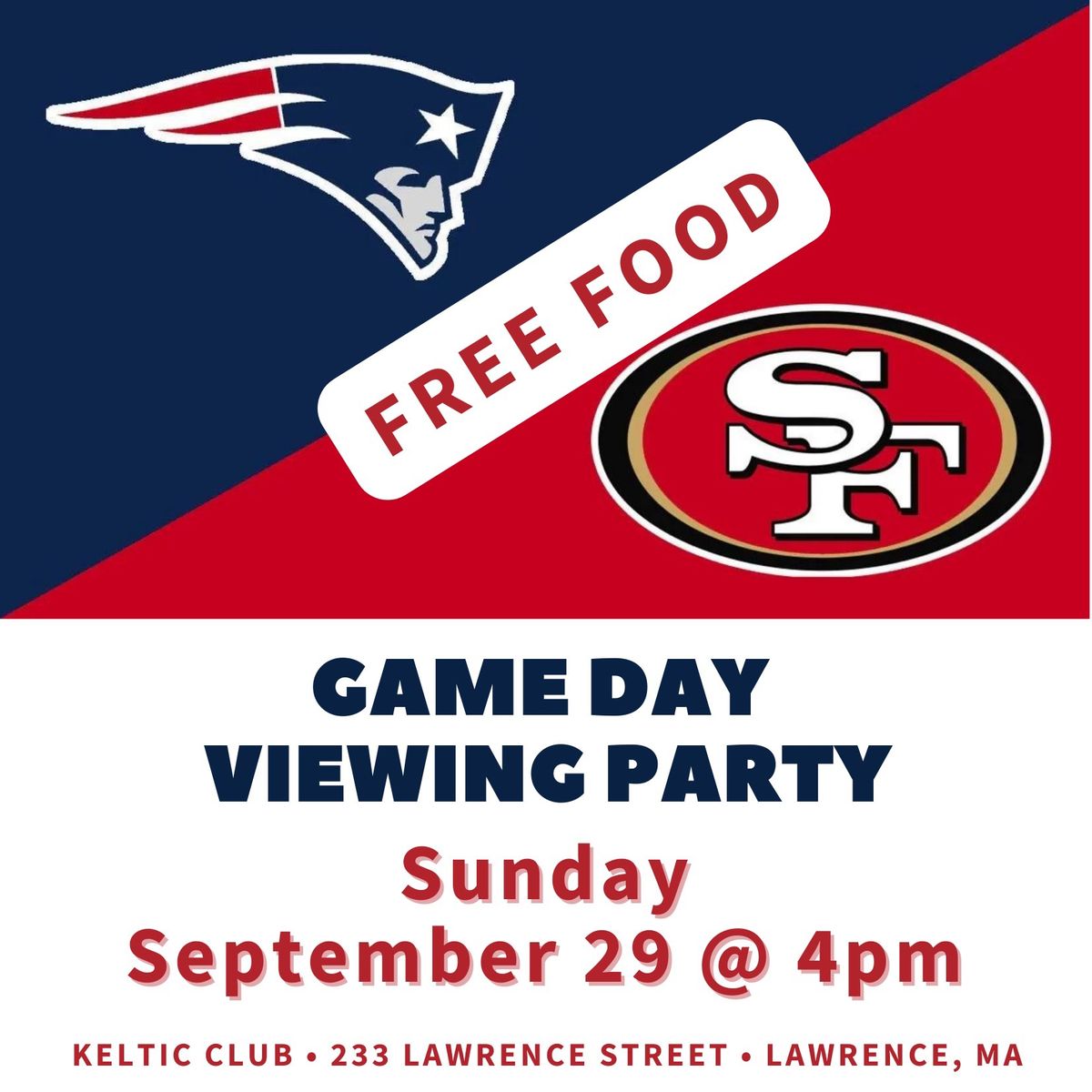 Pats vs 49ers Viewing Party