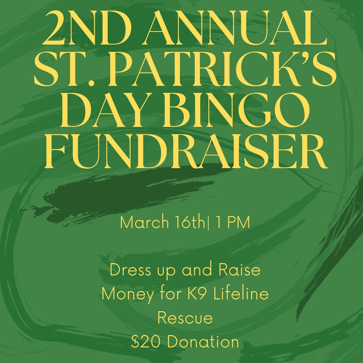 St. Patrick's Day Bingo Fundraiser!!! Top Prize is a week day getaway to the Dells\ud83c\udf0a