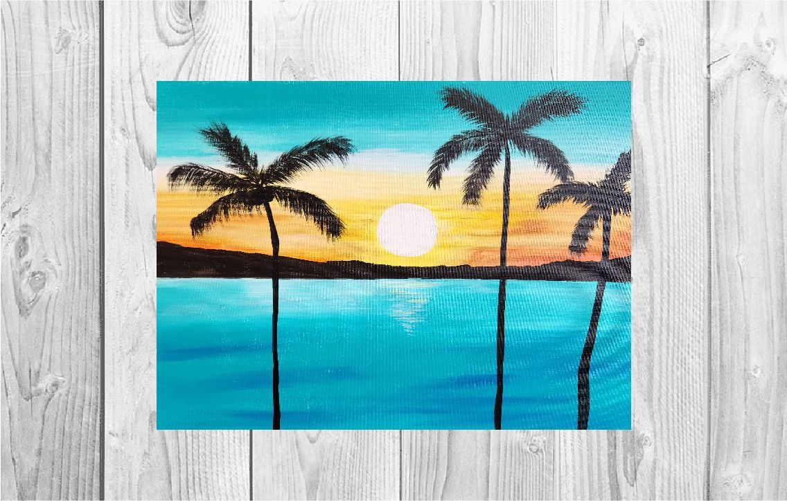  Teal Sunset Sip and Paint Class