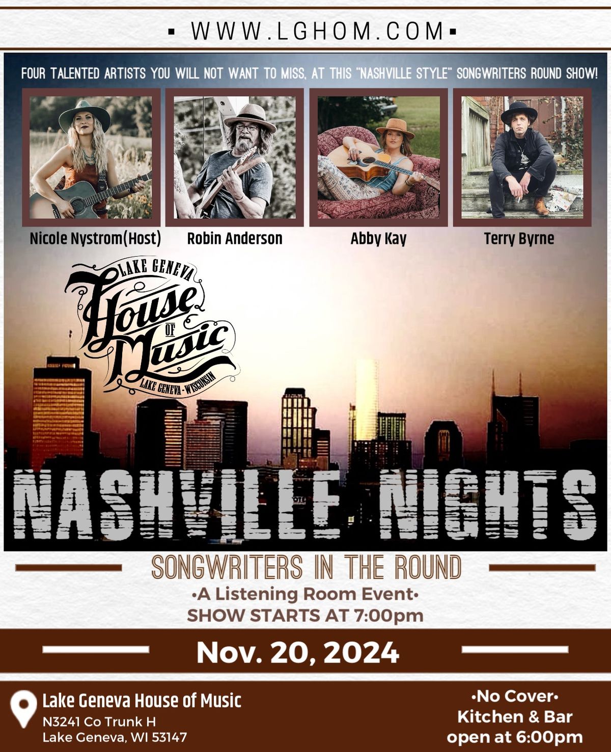 NASVILLE NIGHTS||Songwriters Round - Listening Room @ LGHOM