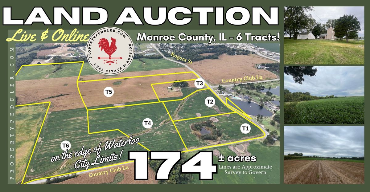 Live & Online Land Auction \u2013 174 +\/- ac \u2013 Monroe Co \u2013 6 Tracts