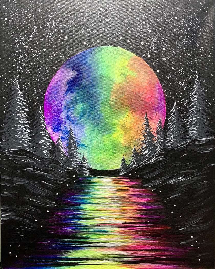 Sip & Paint 'Magical Rainbow Moon' with us!