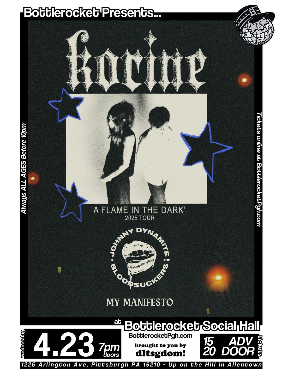 Korine w\/ Johnny Dynamite & The Bloodsuckers + My Manifesto at Bottlerocket Social Hall