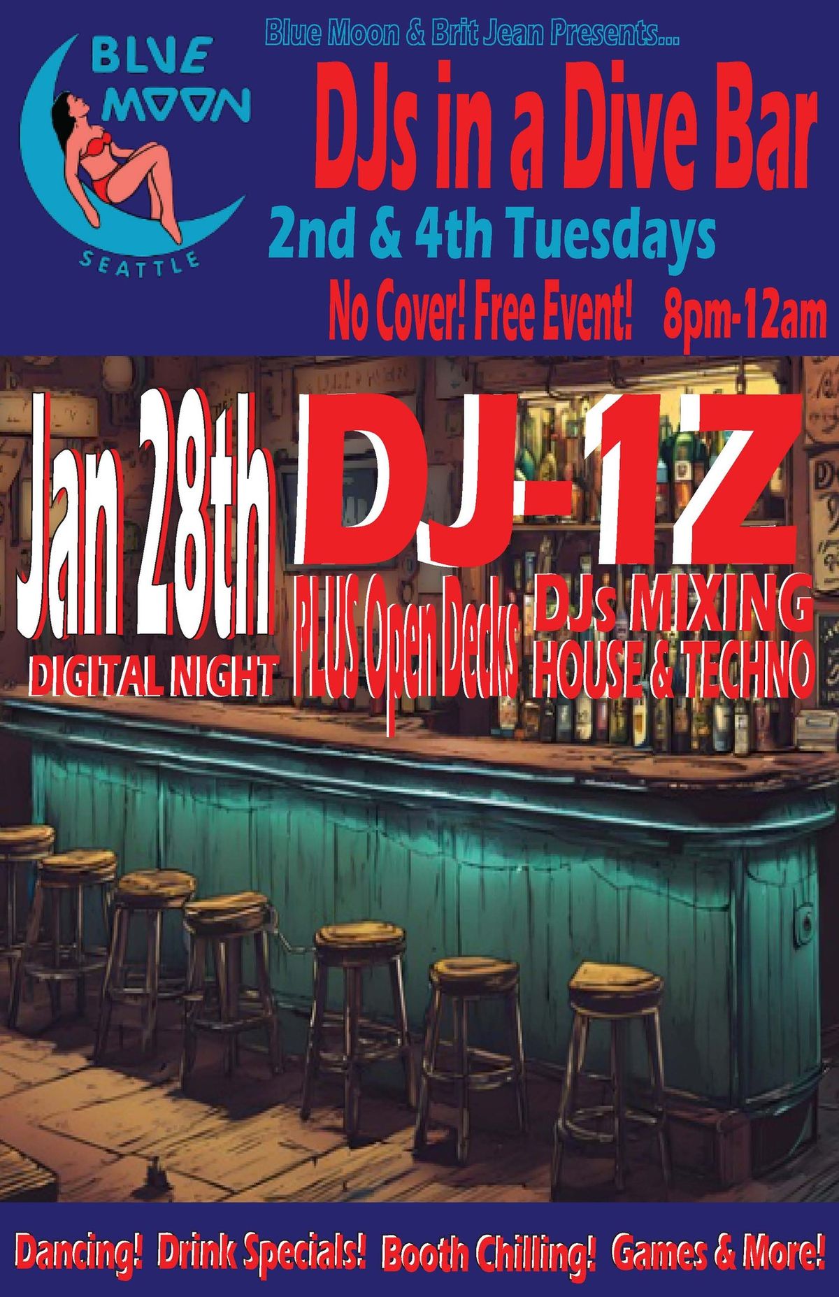 DJs in a Dive Bar! DJ - 1Z! + OPEN DECKS! 