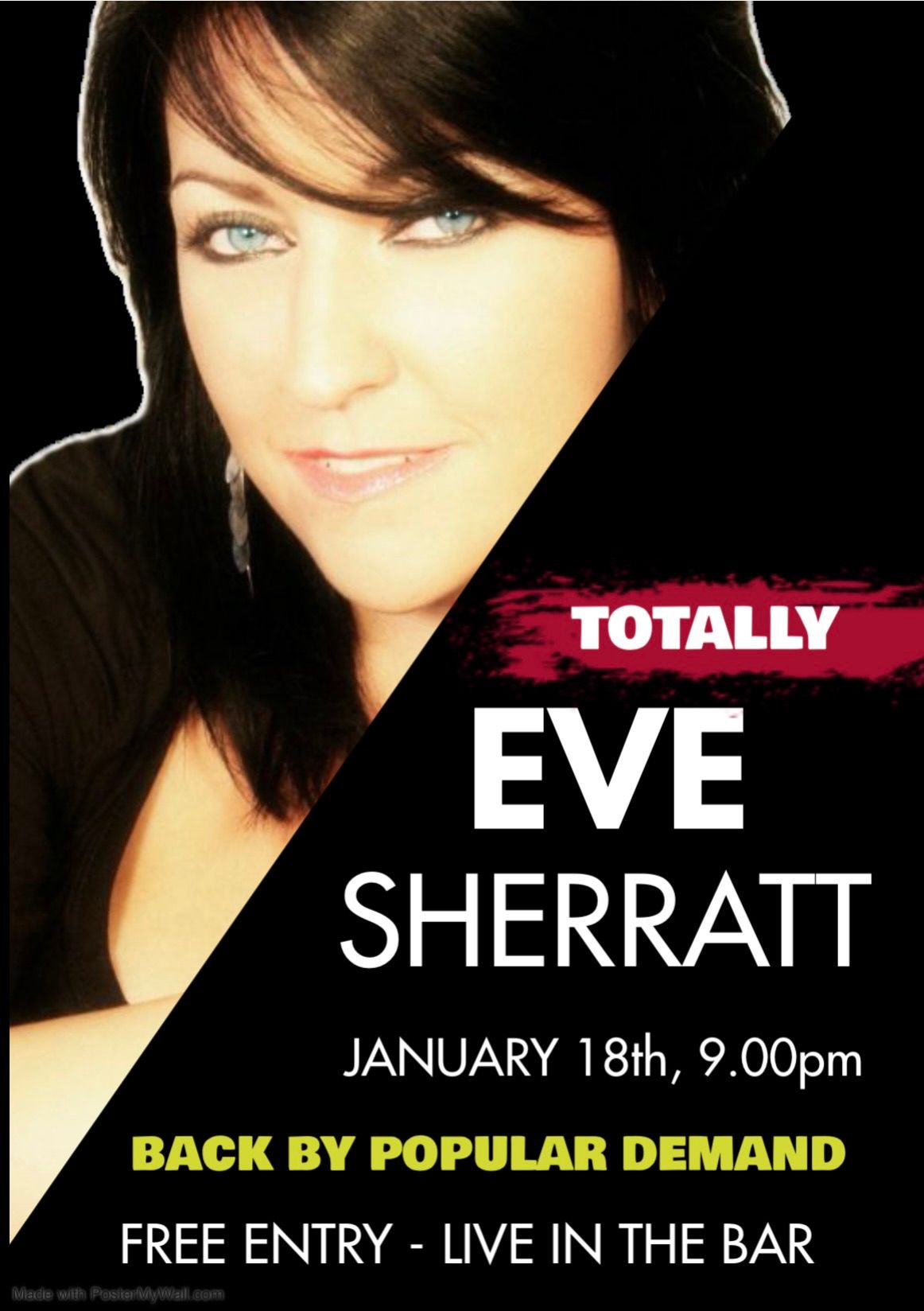 Totally Eve Sherratt,  in the bar. 