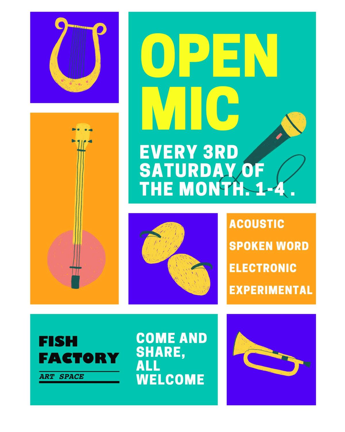 OPEN MIC DAY AT THE FISH FACTORY 1-4PM (Every 3RD Saturday of the Month)