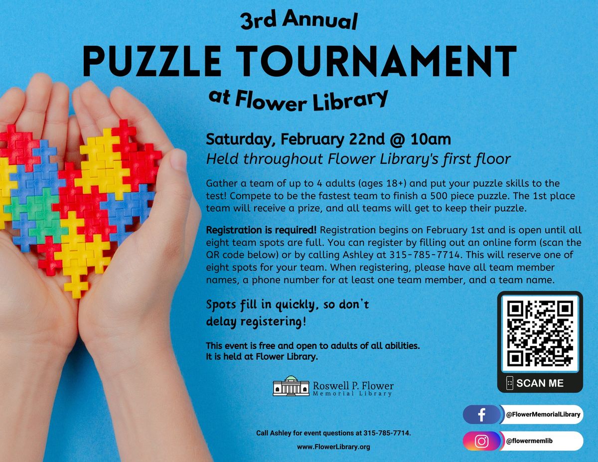 Ages 18+ 3rd Annual Puzzle Tournament