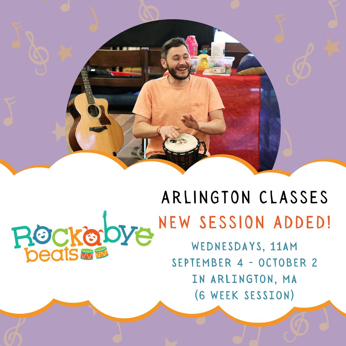 NEW LOCATION: Kids' Fall Arlington Music Classes with Rockabye Beats-Registration Required