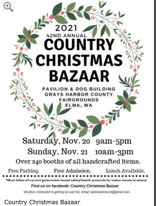 Elma Fairgrounds Christmas Bazaar 2022 Elma Country Christmas Bazaar, Pinfairgrounds Rd, Elma, Wa 98541, United  States, 20 November To 21 November