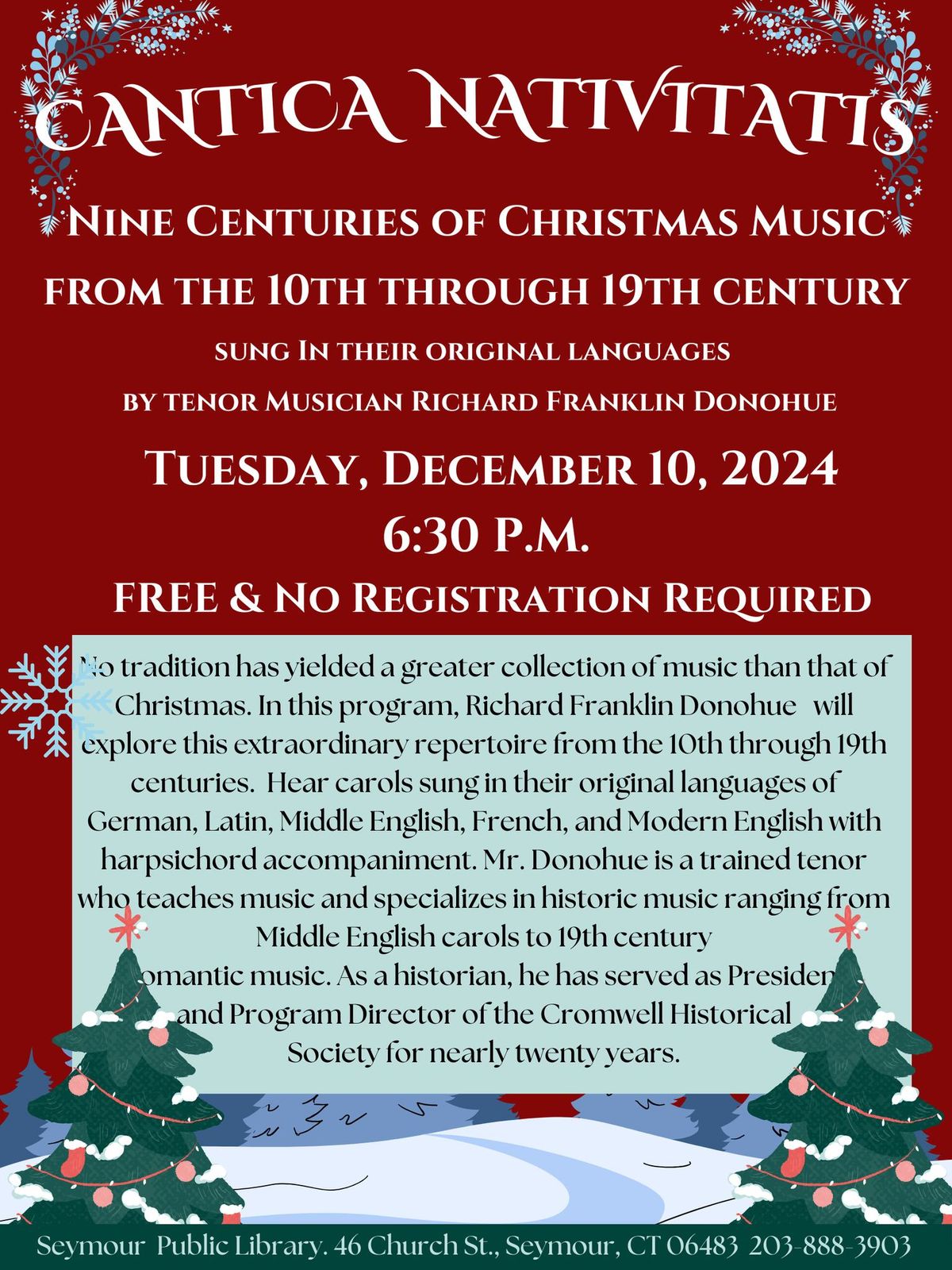 Cantica Nativitatis- Nine Centuries of Christmas Music- W\/Tenor, Richard Franklin Donohue