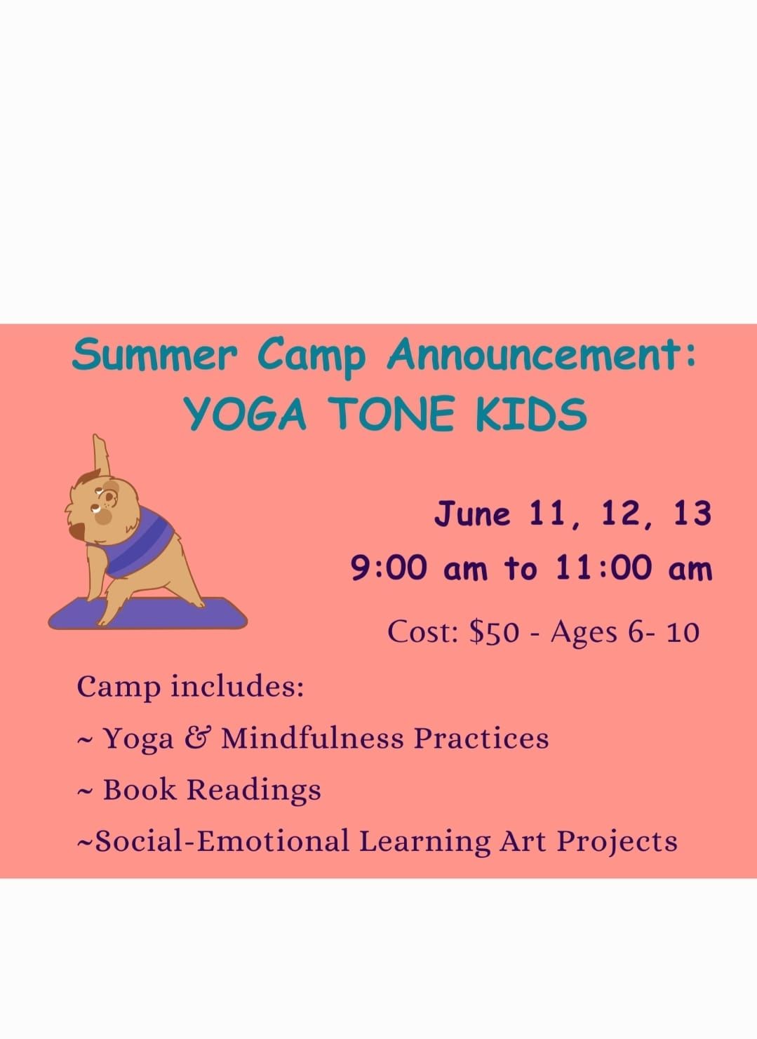 Yoga Tone Kids- 2024 Summer Camp