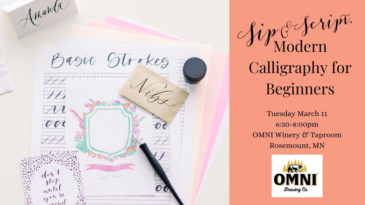 Modern Calligraphy for Beginners at OMNI Winery & Taproom