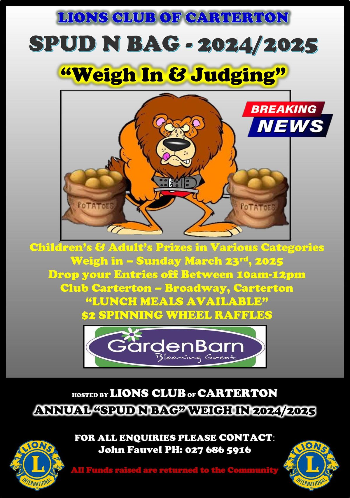 Lions Club of Carterton - Annual Spud in Bag Competition Weigh-In and Judging