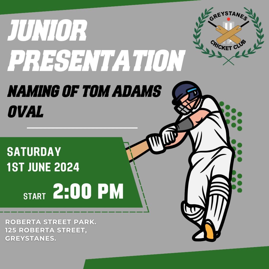 Junior Presentation and Naming of Tom Adams Oval