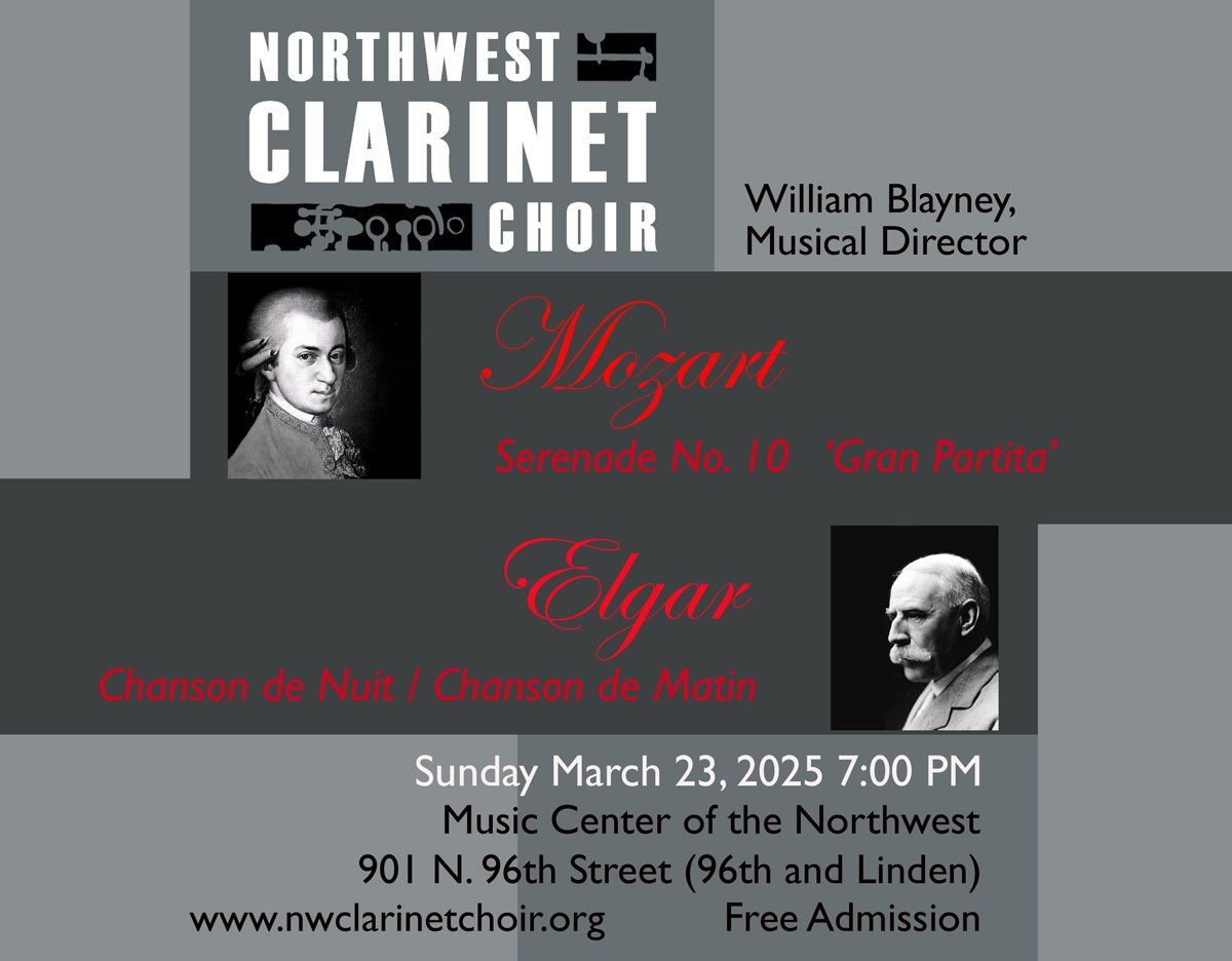 Northwest Clarinet Choir Free Concert