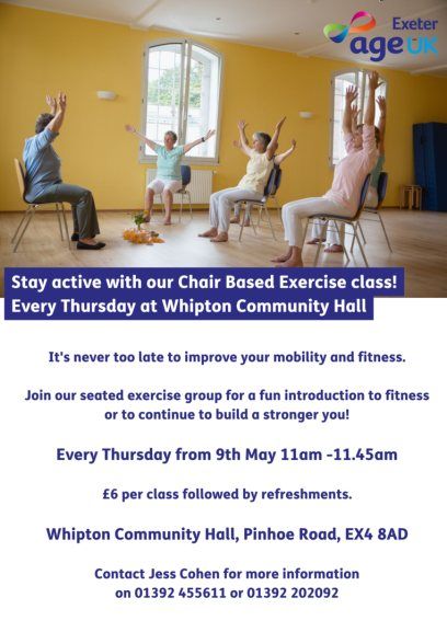 Chair based exercise class at Whipton Village Hall