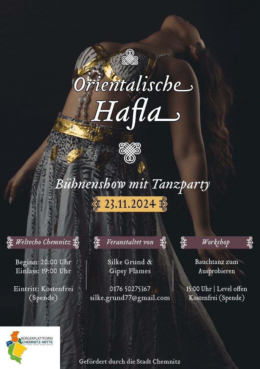 Orientalische Hafla B\u00fchnenshow und Tanzparty am 23.11. im Weltecho Chemnitz