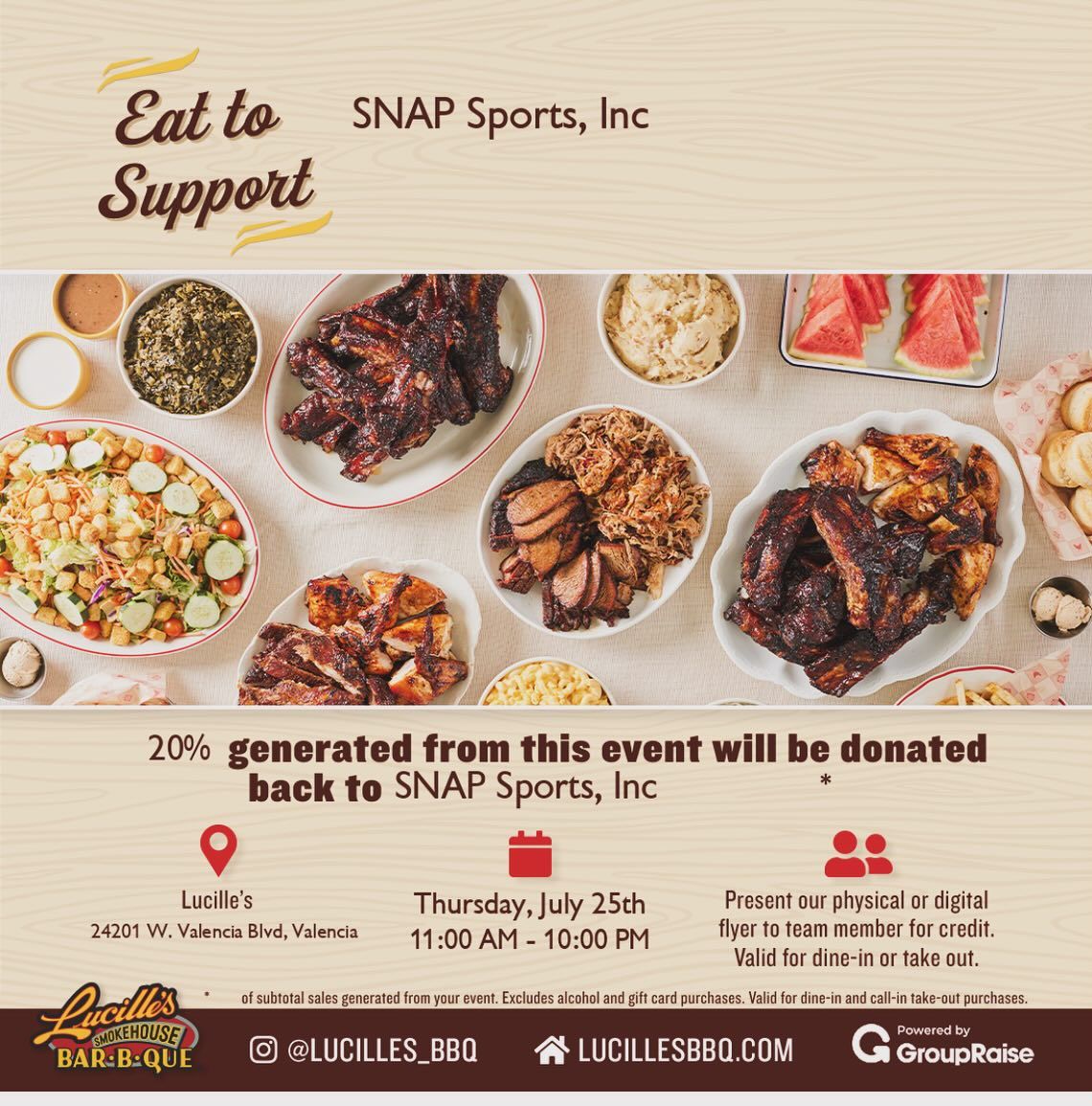 SNAP Sports Fundraiser at Lucille's BBQ