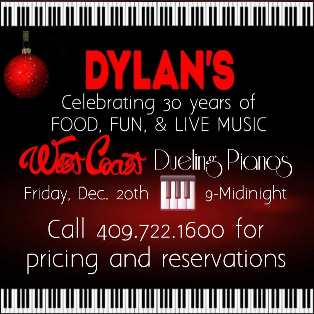 Anniversary weekend: West Coast Dueling Pianos at Dylan's on 9th (Fri, 12\/20\/24)